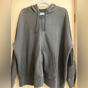 NWT Terra & Sky Gray Waffle-Knit Zip-Up Hoodie